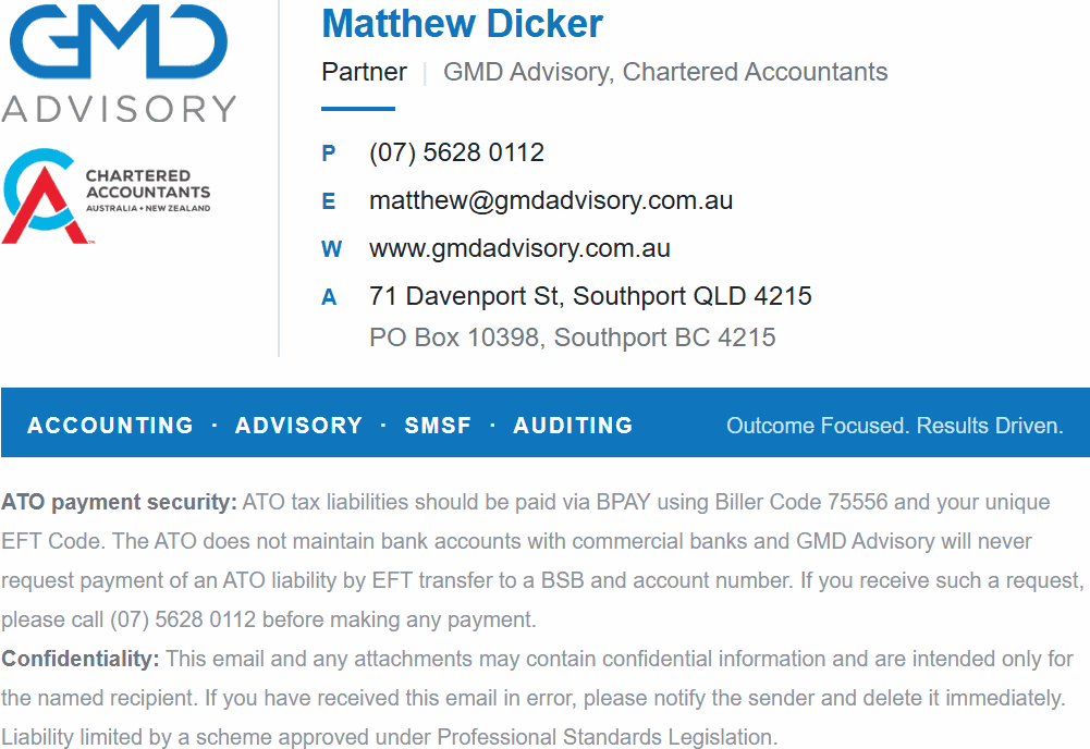 GMD Advisory email signature